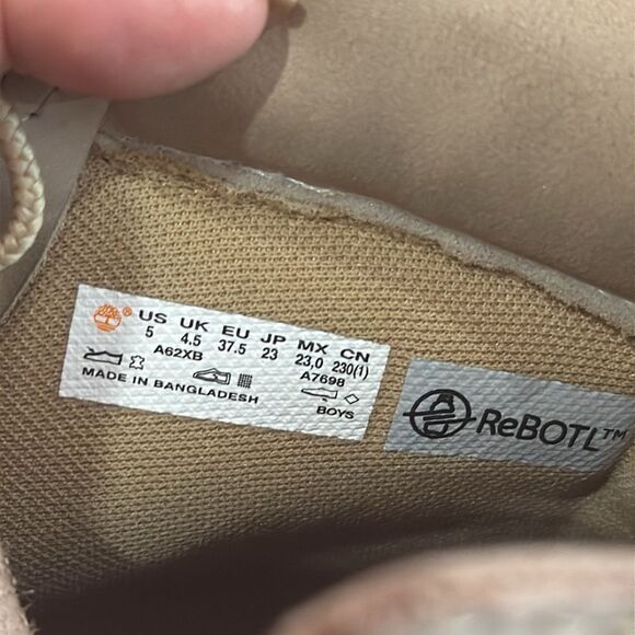 Timberland ReBOTL Off-White Tan Leather Lace-Up Waterproof Work Boots 5.5‎ Men’s main image 5